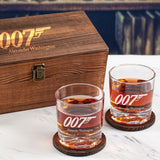Custom Engraved 007 - Personalized Whiskey Glasses In Wood Gift Box