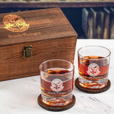 Custom Engraved Marines The Walking Dead - Personalized Whiskey Glasses In Wood Gift Box