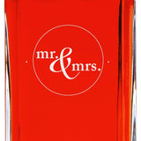 Custom Engraved Mr. & Mrs. Circle Stamp No. 2 - Personalized Whiskey Decanter In Wood Gift Box