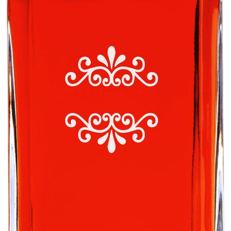 Custom Engraved Flourish Name Stamp - Personalized Whiskey Decanter In Wood Gift Box