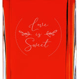 Custom Engraved Love is Sweet Circle Stamp - Personalized Whiskey Decanter In Wood Gift Box