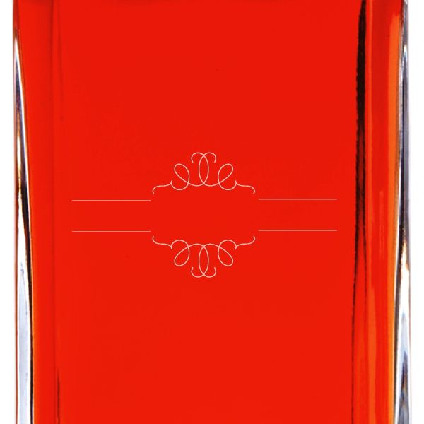 Custom Engraved Deco Names and Date Circle Stamp - Personalized Whiskey Decanter In Wood Gift Box