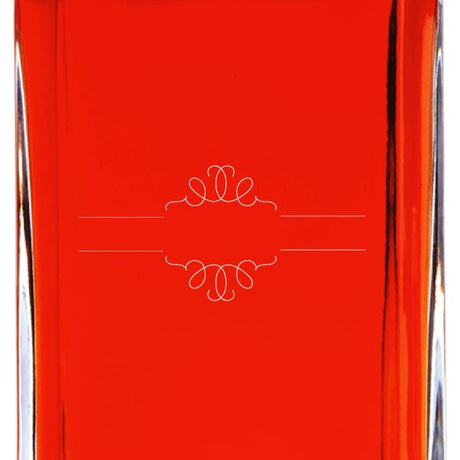 Custom Engraved Deco Names and Date Circle Stamp - Personalized Whiskey Decanter In Wood Gift Box