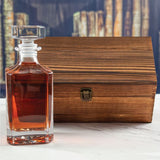 Custom Engraved Fancy Script Initial - Personalized Whiskey Decanter In Wood Gift Box