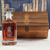Custom Engraved Pineapple - Personalized Whiskey Decanter In Wood Gift Box