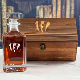 Custom Engraved Cincinnati Bengals - Personalized Whiskey Decanter In Wood Gift Box