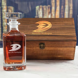 Custom Engraved Anaheim Ducks - Personalized Whiskey Decanter In Wood Gift Box