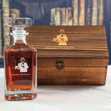 Custom Engraved Scar Face - Personalized Whiskey Decanter In Wood Gift Box