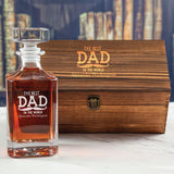 Custom Engraved The Best Dad in the World - Personalized Whiskey Decanter In Wood Gift Box