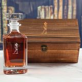 Custom Engraved Lady Golfer Swinging - Personalized Whiskey Decanter In Wood Gift Box