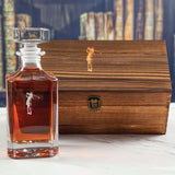 Custom Engraved Lady Golfer Design - Personalized Whiskey Decanter In Wood Gift Box