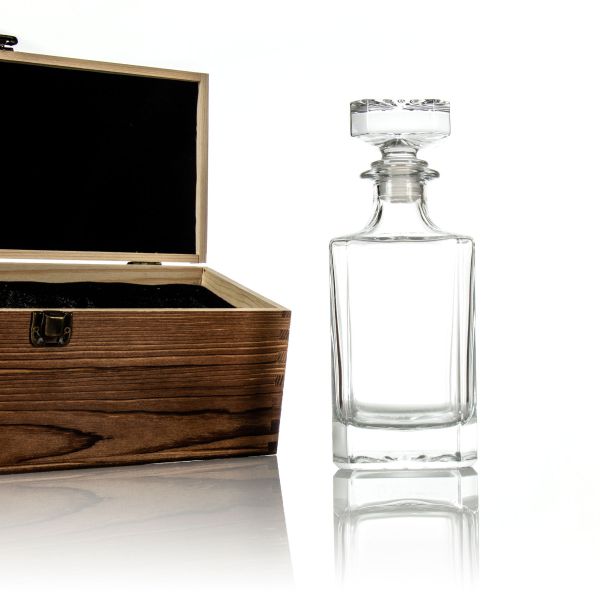 Add Your Logo Here - Custom Wood Box With Classic Decanter - Add Your Brand Name - Add Your Design