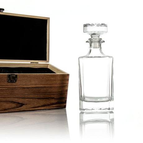 Add Your Logo Here - Custom Wood Box With Classic Decanter - Add Your Brand Name - Add Your Design