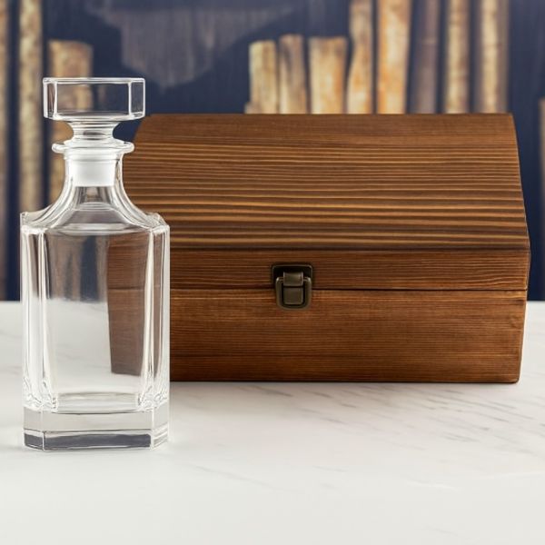 Custom Engraved Theta Phi Alpha - Personalized Whiskey Decanter In Wood Gift Box