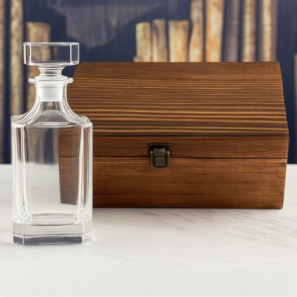 Custom Engraved Sigma Phi Epsilon - Personalized Whiskey Decanter In Wood Gift Box