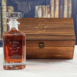 Custom Engraved Love is Sweet Circle Stamp - Personalized Whiskey Decanter In Wood Gift Box