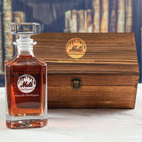 Custom Engraved New York Mets Logo - Personalized Whiskey Decanter In Wood Gift Box