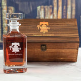 Custom Engraved Philadelphia Phillies Logo - Personalized Whiskey Decanter In Wood Gift Box
