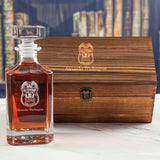 Custom Engraved - Police Badges - Personalized Whiskey Decanter In Wood Gift Box - City of Bayonne NJ Police Badge