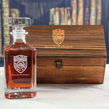 Custom Engraved - Police Badges - Personalized Whiskey Decanter In Wood Gift Box - State Police New Hampshire Patch