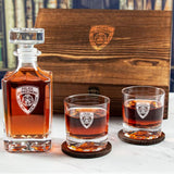 Custom Engraved NYPD Emblem - Personalized Whiskey Decanter Set In Wood Gift Box