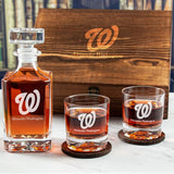 Custom Engraved Washington - Personalized Whiskey Decanter Set In Wood Gift Box