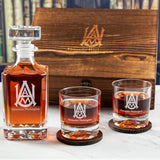 Custom Engraved Alabama A&M Bulldogs Football - Personalized Whiskey Decanter Set In Wood Gift Box
