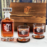 Custom Engraved Kansas City Current - Personalized Whiskey Decanter Set In Wood Gift Box