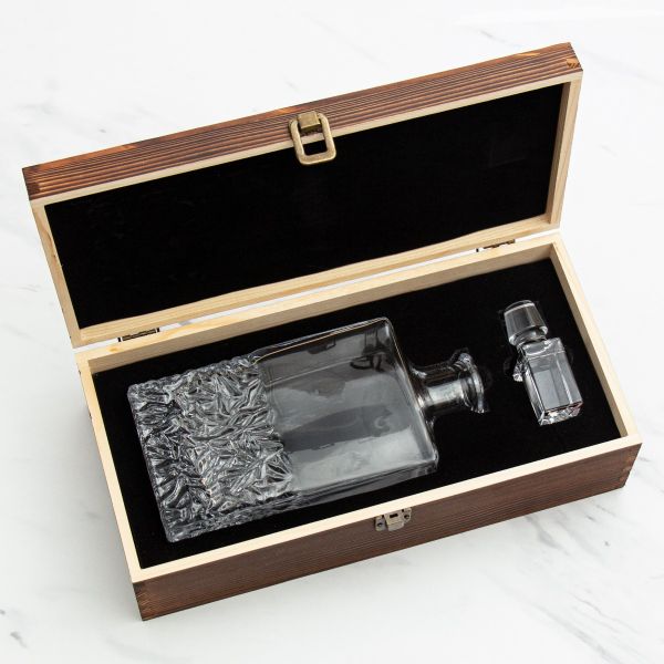 Louisiana State University Stadium – Engrave Sports Team Decanter in Rustic Wood Box