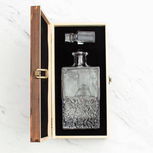 Louisiana State University Stadium – Engrave Sports Team Decanter in Rustic Wood Box