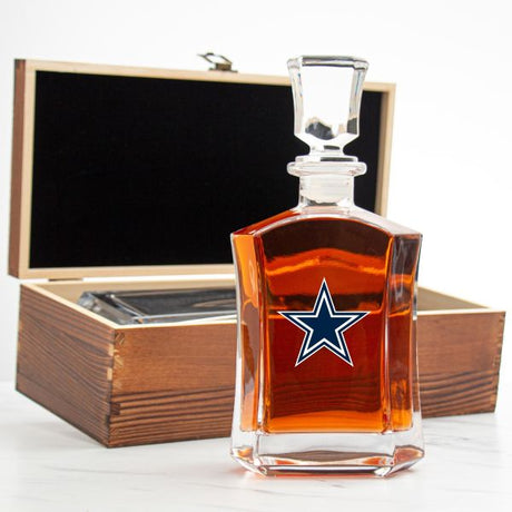 Dallas Cowboys – Full Color Team Logo Capital Decanter in Rustic Wood Box