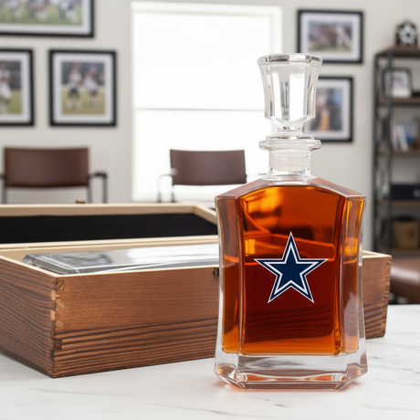 Dallas Cowboys – Full Color Team Logo Capital Decanter in Rustic Wood Box