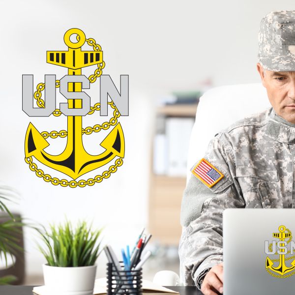 Military Wall Decals - Military Laptop Decal - USN Archor Emblem