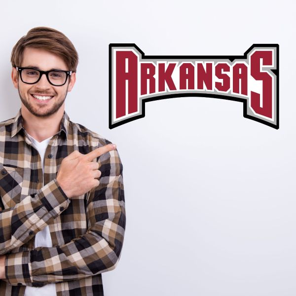 College Wall Decals - College Team Logos - Arkansas Text
