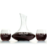 Custom Engraved Alpha Kappa Delta Phi -  Slanted Top Wine Decanter With Wine Glasses