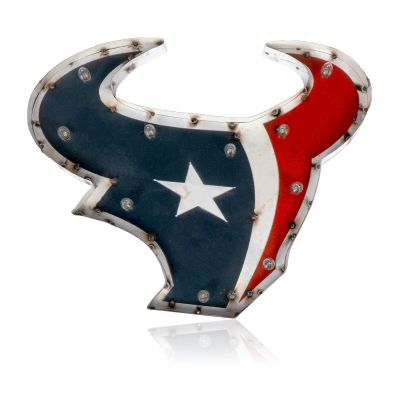 Houston Texans Bull Recycled Metal Logo Lighted Sign