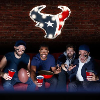Houston Texans Bull Recycled Metal Logo Lighted Sign