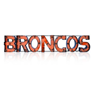 Denver Broncos Recycled Metal Logo Lighted Sign