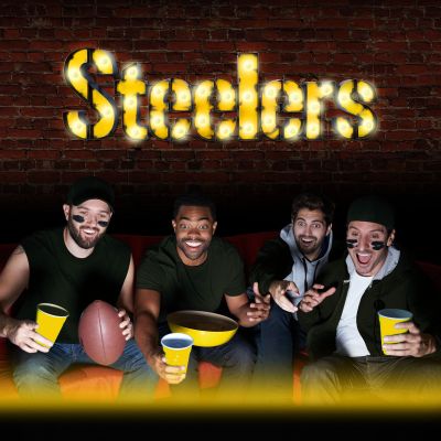 Pittsburgh Steelers Recycled Metal Logo Lighted Sign
