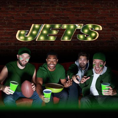 New York Jets Recycled Metal Logo Lighted Sign