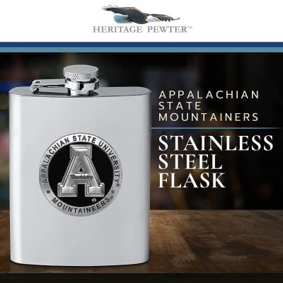 Appalachian State Mountaineers Stainless Steel Flask - Black Medallion