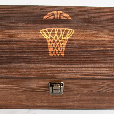 Custom Engraved Basketball Net - Basketball Fanatic Gift Ideas - Personalized Whiskey Glasses In Wood Gift Box