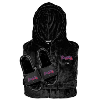 Atlanta Braves Faux Fur Slide Sandals & Robe Bundle