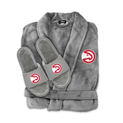 Atlanta Hawks Faux Fur Slide Sandals & Robe Bundle