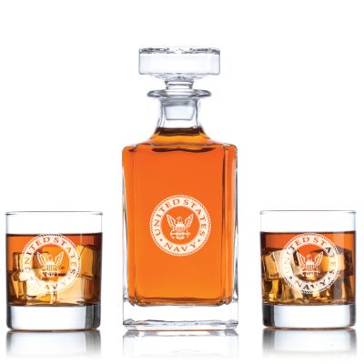 NAVY Decanter Set - Liquor Decanter Set - Military Gifts - Gifts For Him - Man Cave Gifts