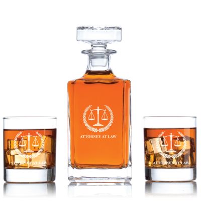 Attorney at Law Decanter Set - Liquor Decanter Set - Working Professional - Office Gifts