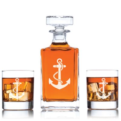 Personalized Anchor Decanter Set - Liquor Decanter Set - Nautical Theme Decanter - Gifts For Him - Man Cave Gift Ideas