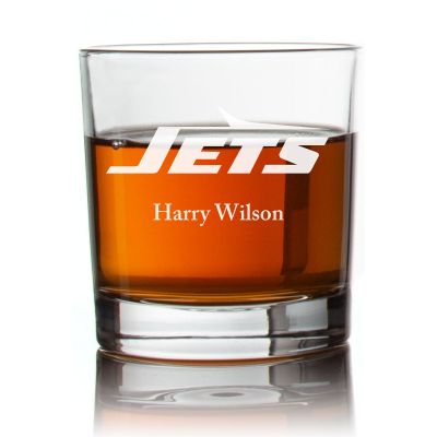 Engraved Jets Rocks Glass - Personalized Whiskey Glasses - Man Cave Gift Ideas - Gifts For Him - Sports Fanatic Gifts - 2pcs