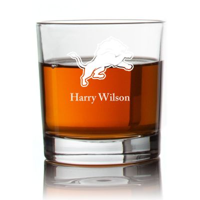 Engraved Detroit Lions-Rocks Glass - Personalized Whiskey Glasses - Man Cave Gift Ideas - Gifts For Him - Sports Fanatic Gifts - 2pcs