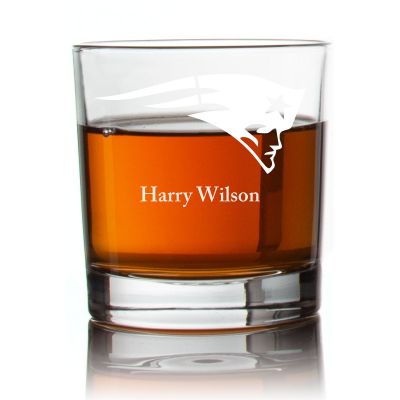 Engraved New England Patriots Rocks Glass - Personalized Whiskey Glasses - Man Cave Gift Ideas - Gifts For Him - Sports Fanatic Gifts - 2pcs